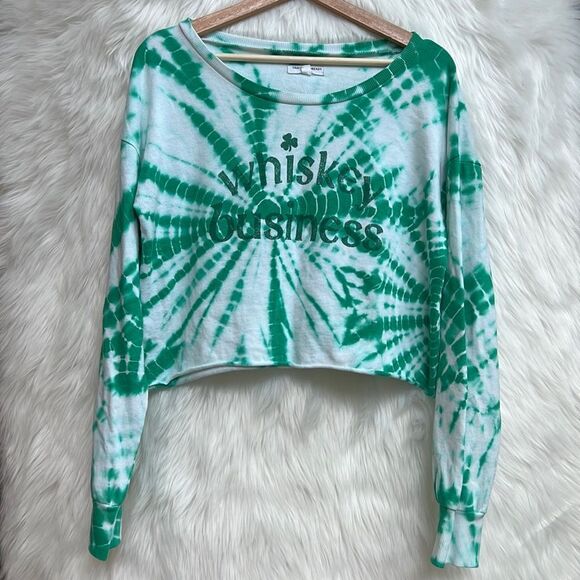 Grayson Threads whiskey business cropped tie dye long sleeve shirt - Picture 2 of 6